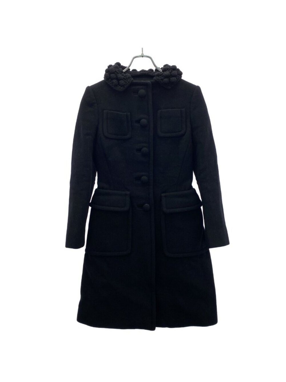 Prada Color Block Long Coat Black 38